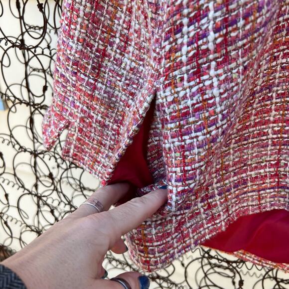 Alfred Dunner Pink Red White Woven Tweed Blazer Jacket 22W - Picture 6 of 7